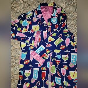 Nick & Nora Blue Cocktail Print Pajama Set